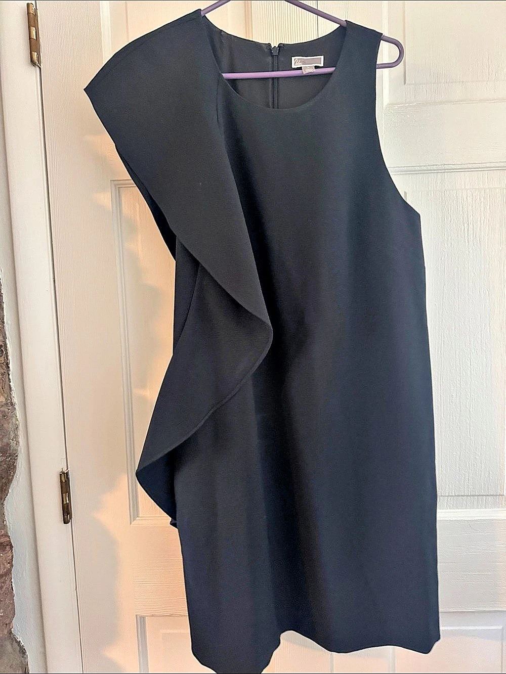 Helene Blake Black Ruffle Mini Dress Size 12 Like New